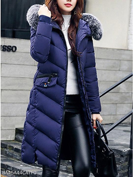 Women Hooded Quilted Longline Pocket Padded Coat