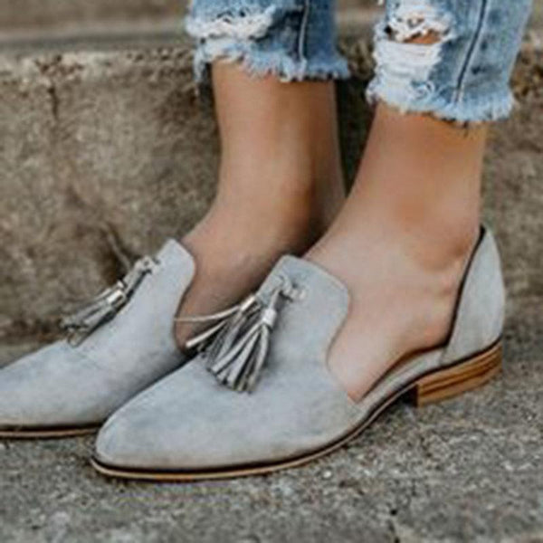 Women Flat Heel Artificial Suede Plus Size Loafers