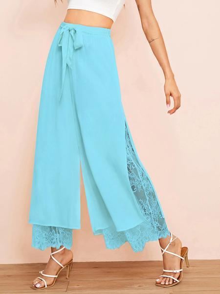 Women Lace Inserted From Waistband Leg Pants