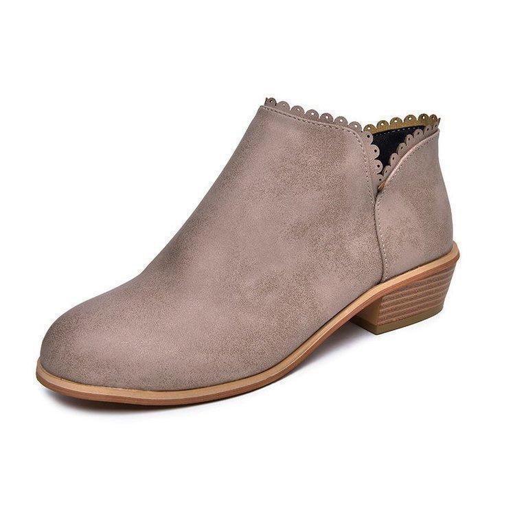 Women Booties Slip On Low Heel Ankle Plus Size Shoes