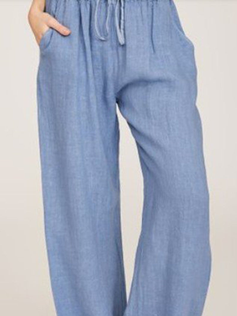 Wommer Solid Wide Leg Pants