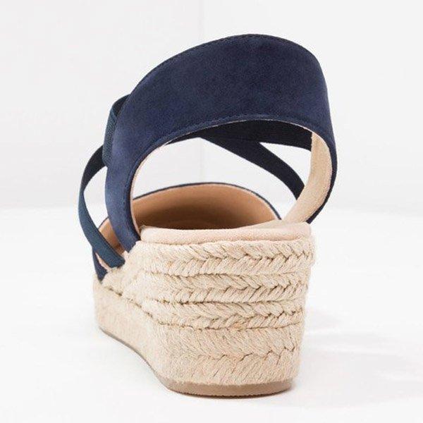 Plus Size Espadrille Wedge Sandals Elastic Band Slip On Sandals